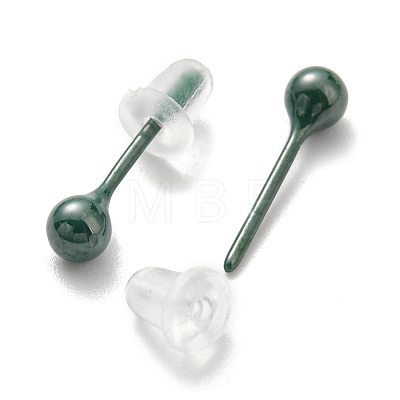 Ceramic Round Ball Stud Earrings EJEW-Q768-18C-1