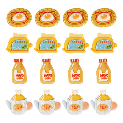 40Pcs 4 Styles Afternoon Tea Theme Opaque Resin Cabochonss RESI-TA0004-92-1