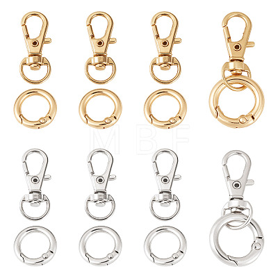 10Pcs 2 Colors Alloy Swivel Snap Hook Clasps & 10Pcs 2 Colors Alloy Spring Gate Rings Findings Kits FIND-TADJ0001-25-1