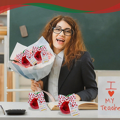12Pcs Teachers' Day Apple Shaped Transparent Plastic Jewelry Gift Storage Boxes AJEW-OC0016-14-1