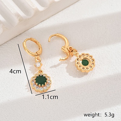 Luxurious Copper Earrings with Zirconia Flower for Wedding Party Dress OR1113-1-1