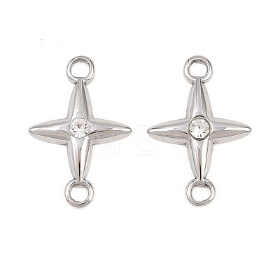 304 Stainless Steel Crystal Rhinestone Connector Charms STAS-P437-14B-P-1