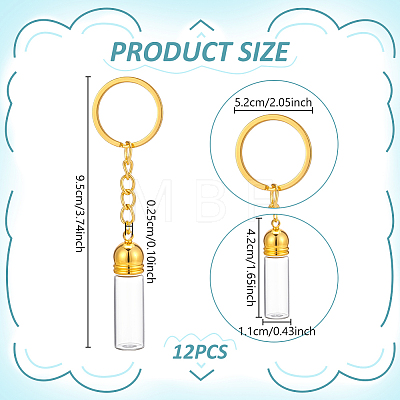 12Pcs Glass Wish Bottle Keychains AJEW-UN00050-1
