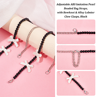 2Pcs Adjustable ABS Imitation Pearl Beaded Bag Straps DIY-AR0003-16A-1
