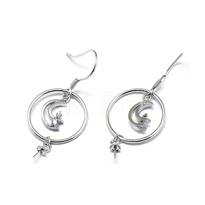 Rhodium Plated 925 Sterling Silver Dangle Earring Findings STER-L057-059P-1