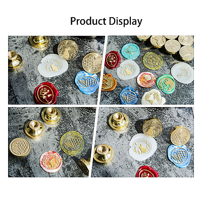 Brass Wax Seal Stamp with Handle AJEW-WH0184-0178-1