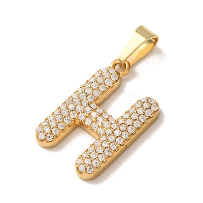 304 Stainless Steel Micro Pave Clear Cubic Zirconia Pendants CU-CBA703A-05G-H-1