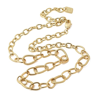 Brass Teardrop Link Chain Necklaces NJEW-L013-14G-1