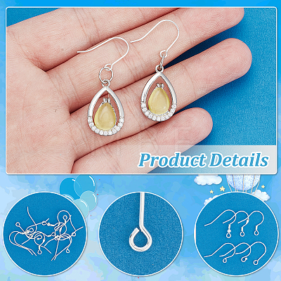 12 Parirs 6 Style Sterling Silver Earring Hooks FIND-PH0017-81-1