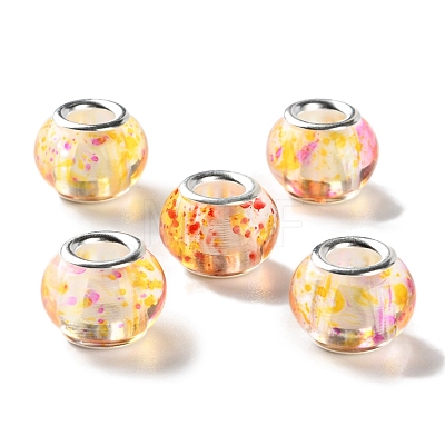 Transparent Two-Color Brass Cores Acrylic European Beads OACR-M024-05P-05-1