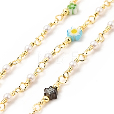 Glass Pearl & Flower Beaded Chains CHC-C003-06G-1