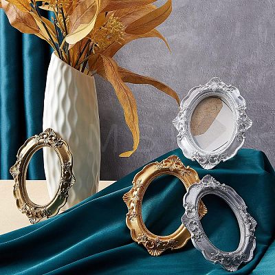 4Pcs 4 Colors Oval Retro Resin Photo Frames AJEW-FG0001-48-1