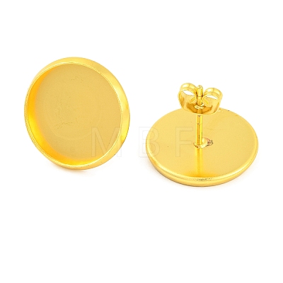 Brass Stud Earring Findings with Flat Round Tray KK-G502-08G-1