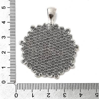 Tibetan Style Flower Alloy Pendant Cabochon Settings X-TIBEP-Q055-09AS-RS-1