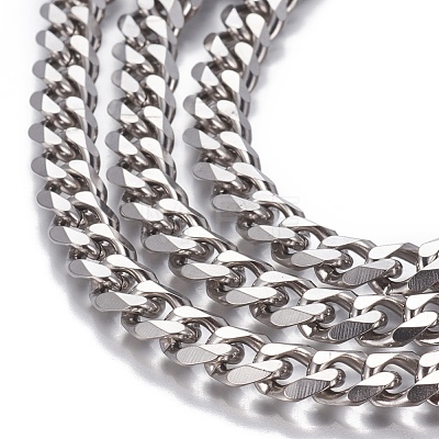 304 Stainless Steel Cuban Link Chains CHS-P007-04P-01-1