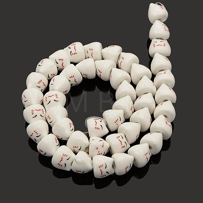 Handmade Kitten Bright Glazed Porcelain Ceramic Beads Strands PORC-L017-A09-1