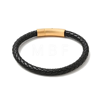 Leather Braided Cord Bracelet with 304 Stainless Steel Clasp for Men Women BJEW-C021-15-1