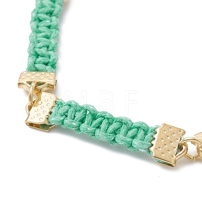 Braided Waxed Polyester Rectangle Link Chain Bracelets BJEW-JB10000-01-1
