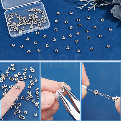 Unicraftale 150Pcs 304 Stainless Steel Crimp Beads Covers STAS-UN0041-40-1