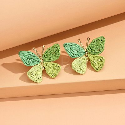 Butterfly Alloy & Raffia Stud Earrings FS-WG27EBF-05-1