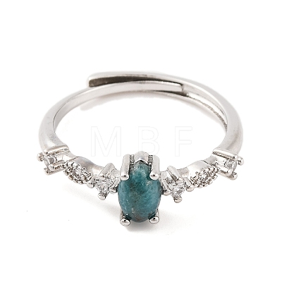 Horse Eye Natural Apatite Adjustable Rings RJEW-Q817-02P-07-1