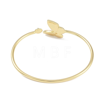 Brass Pave Shell Butterfly Open Cuff Bangle Making KK-U020-17G-1