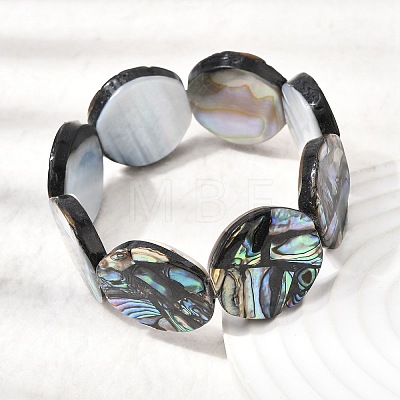 Natural Abalone Paua Shell Stretch Beaded Stretch Bracelets for Women BJEW-A151-01-1