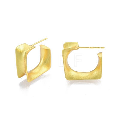 Rack Plating Brass Square Stud Earrings EJEW-G322-06MG-1