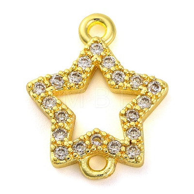 Brass Micro Pave Clear Cubic Zirconia Star Links Connector Charms KK-A230-03B-G-1