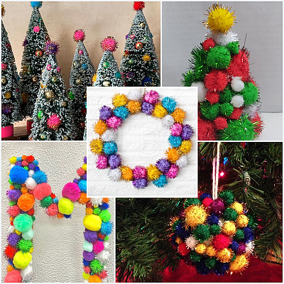 32Pcs Faux Fur Soft Sequins Pompom Ball DIY-SC0033-96B-1