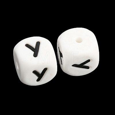 20Pcs White Cube Letter Silicone Beads 12x12x12mm Square Dice Alphabet Beads with 2mm Hole Spacer Loose Letter Beads for Bracelet Necklace Jewelry Making JX432Y-1