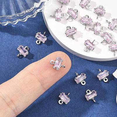 SHEGRACE Brass Pave Cubic Zirconia Rectangle Connector Charms XGRQ2O378-438B-P-1