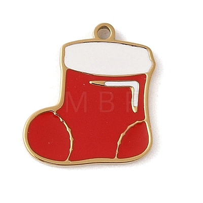 Christmas Theme Ion Plating(IP) 304 Stainless Steel Enamel Charms STAS-Z083-06G-02-1