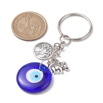 Glass Evil Eye Pendants Keychain KEYC-JKC00736-1