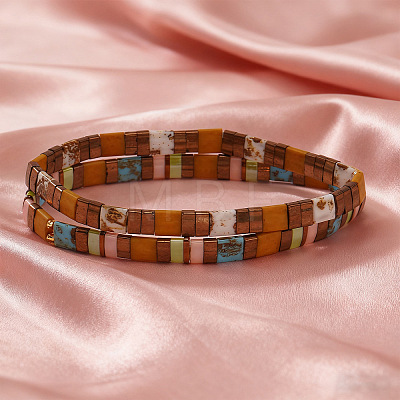 2Pcs Bohemian Glass Seed Beads Stretch Bracelets for Women RZ0109-5-1