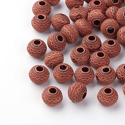 Imitation Wood Acrylic European Beads SACR-Q186-13-1