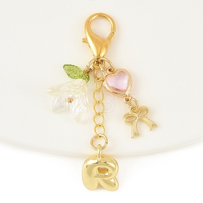 Brass & Alloy & Glass & Acrylic Pendant Decorations HJEW-YW00465-03-1