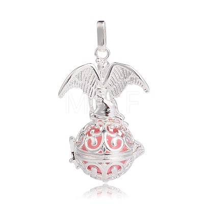 Silver Color Plated Brass Hollow Round Cage Pendants KK-J248-03S-1