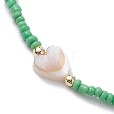 5Pcs 5 Colors Natural Shell Heart & Seed Braided Bead Bracelets Set BJEW-JB10039-03-1
