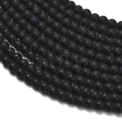 Frosted Natural Black Agate(Dyed & Heated) Beads Strands G-C289-B04-4mm-1