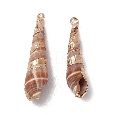 Electroplated Natural Cowrie Shell Pendants SHEL-F003-11-1