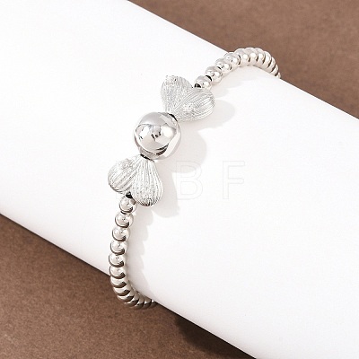 Brass Micro Pave Clear Cubic Zirconia Round Beaded Bracelets BJEW-F528-05P-1