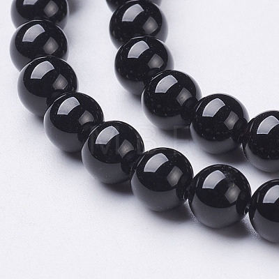 Natural Black Onyx Round Beads Strands X-GSR6mmC097-1