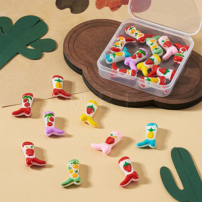 20Pcs 10 Styles Fruit Theme Boot Baking Paint Glass Enamel Beads LAMP-TA0002-78C-1