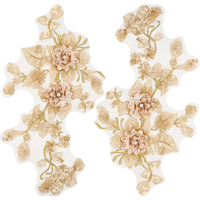 3D Flower Polyester Embroidery Sew on Appliques PATC-WH0012-33C-1