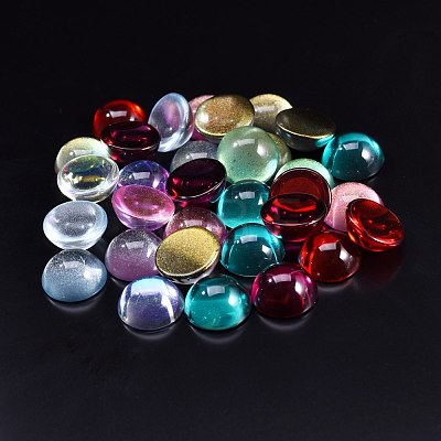 80Pcs 8 Colors Transparent Glass Cabochons GLAA-SZ0001-47-1