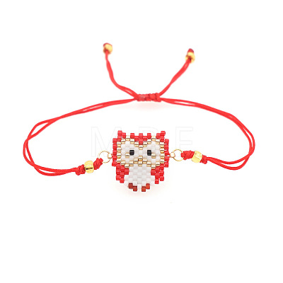 Fashion Owl Glass Seed Bead Link Adjustable Bracelets VY0389-2-1