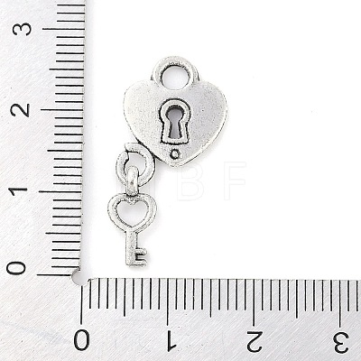 Tibetan Style Padlock and Key Alloy Pendants TIBEP-A11221-AS-NR-1