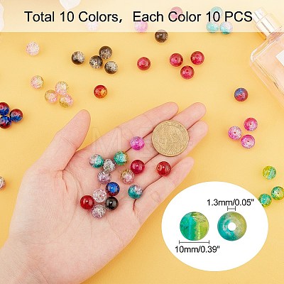 Round Transparent Crackle Glass Beads CCG-X0006-10mm-B-1