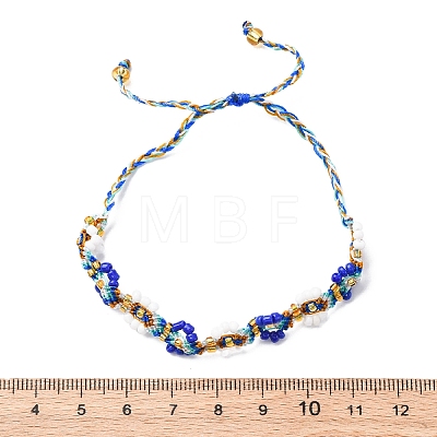 Flower Glass Seed Beaded Braided Bead Bracelets for Women Frineds BJEW-F493-10A-1